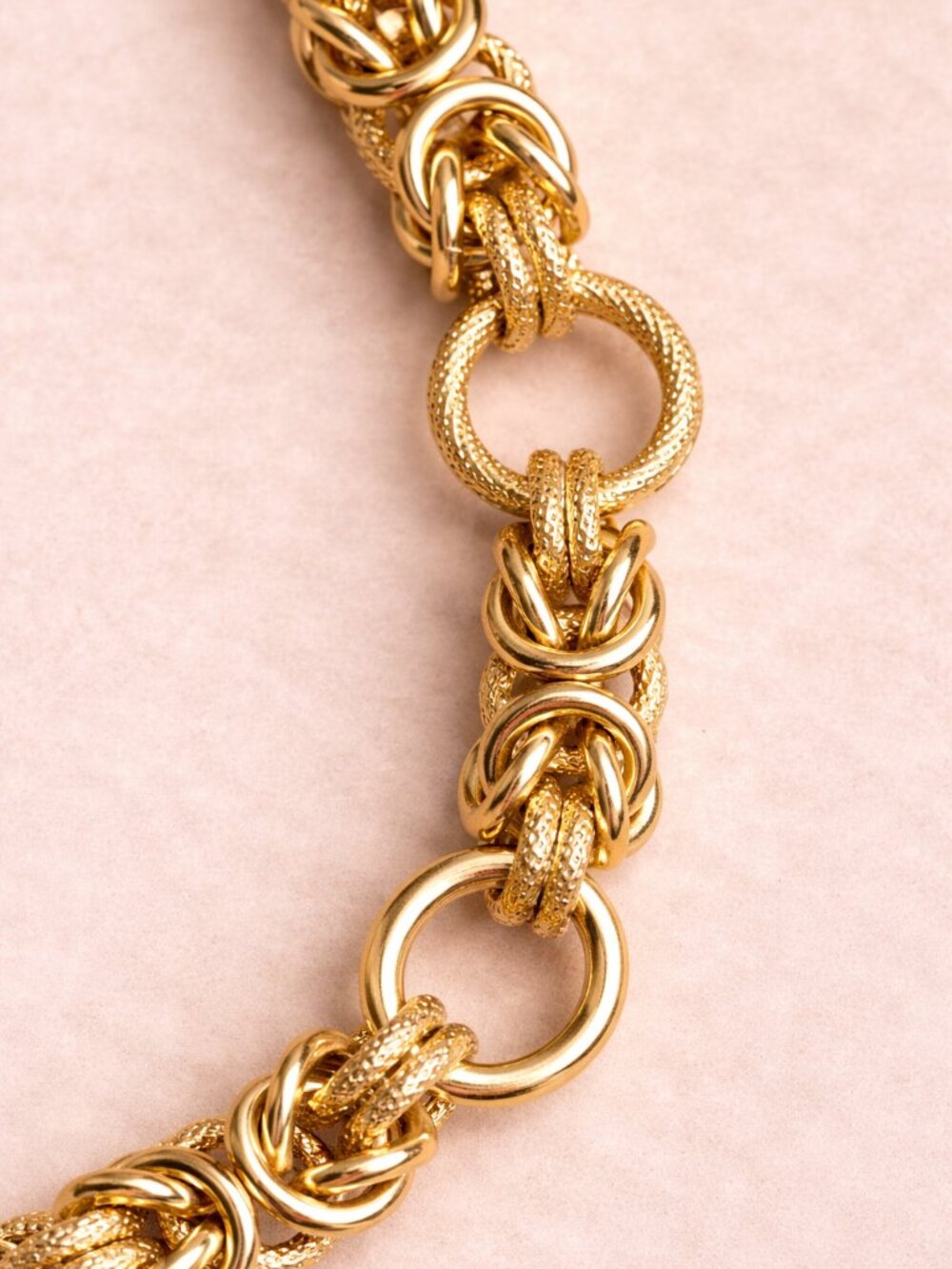 Italian Byzantine Link Chain Necklace 18K GP Gold Plated Toggle 27" - Picture 6 of 7